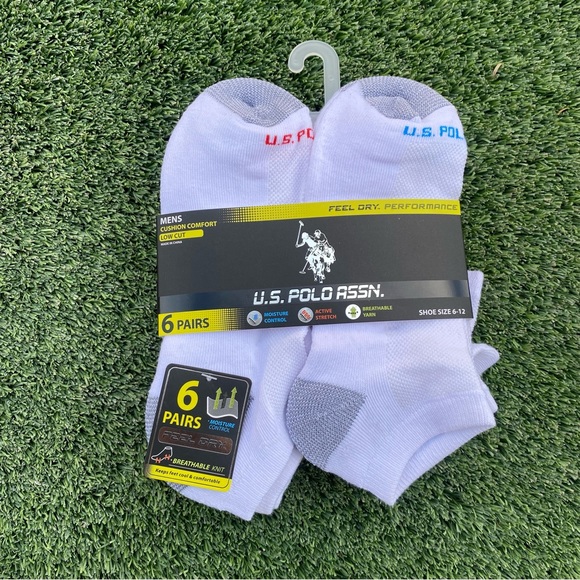 US Polo Assn White Low Cut 6 Pairs Comfort Sock Pack - Picture 2 of 6